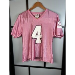 NFL Players Women's Green Bay Packers Brett Favre Pink Jersey #4 Size L